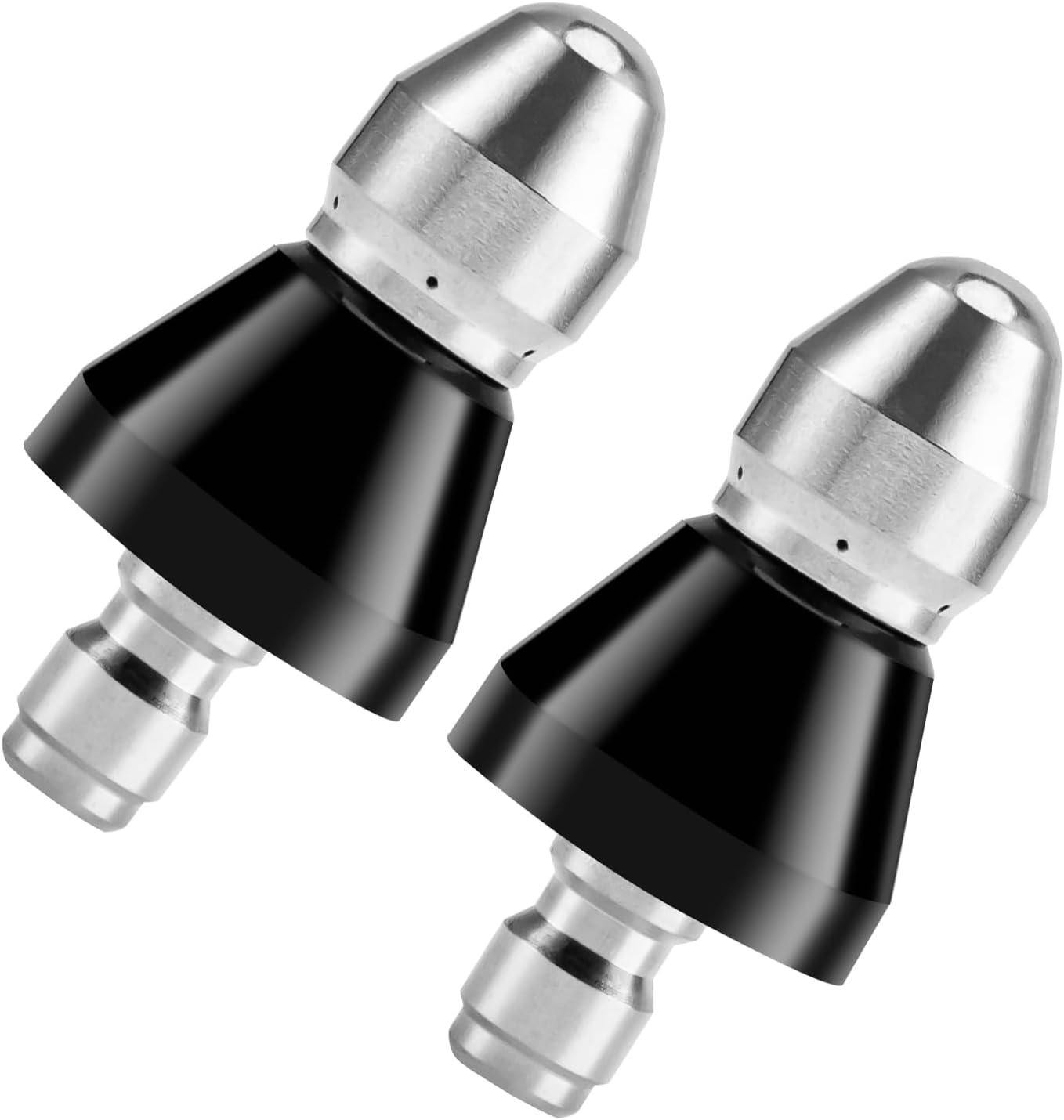 Pressure Washer Sewer Jetter Nozzle, High-Pressure Sewer Cleaning Tool, Stainless Steel, 1 Front Jet and 6 Rear Jets Sewer Jetter Nozzle with 1/4" Quick Connector, 5000PSI, 2 PCS