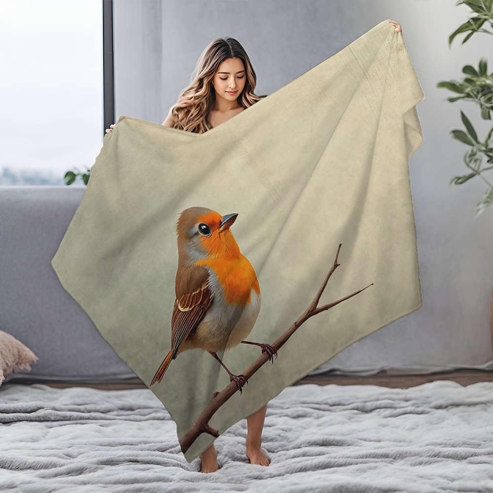 Couverture flanelle oiseau coloré grand lit 150x200 plaid lit double