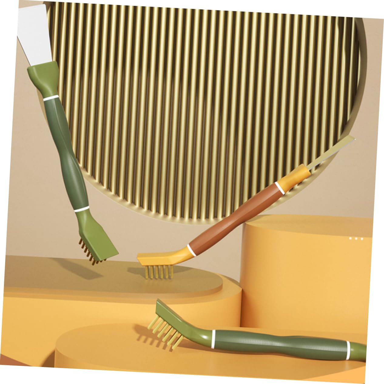 HOODANCOS Dual Kitchen Brush with Scraper Sturdy Cleaning Tool for Dishes and Tight Spaces Non Scratch Bristles for Grease Removal for Home Restaurant