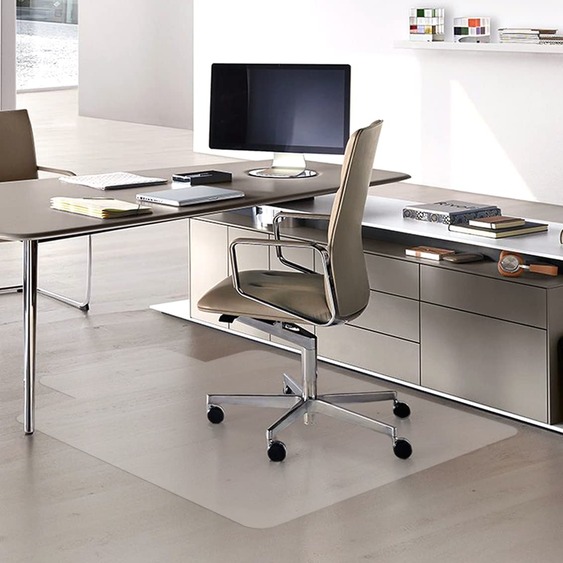 Naturehydro Alfombra de silla de oficina para suelo de madera dura, protector de piso transparente de 48 x 36 pulgadas, fácil de deslizar, sin BPA y ftalatos (con labio)