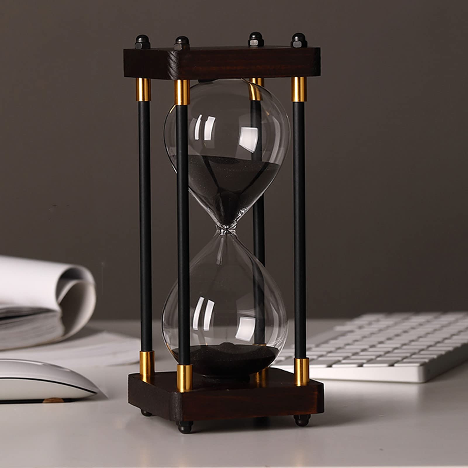 Sanduhr-Timer, Bunte Glas-Sanduhr, Holzrahmen, Sand, dekorative Sanduhr, Sanduhr-Timer for Kinder, Glas-Sanduhr, Sanduhr for Zuhause, Schreibtisch, Geschenke, Büro, Dekoration, kreative Geschenke (Co