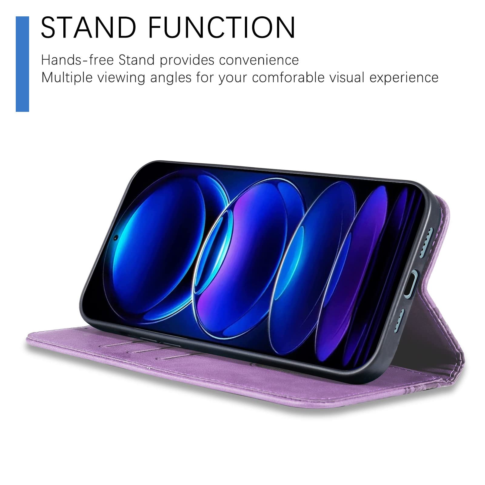Cover Portafoglio In Pelle PU Per Xiaomi Redmi Note 12 Pro+ - Viola, Con Kickstand E Slot Per Carte - 2