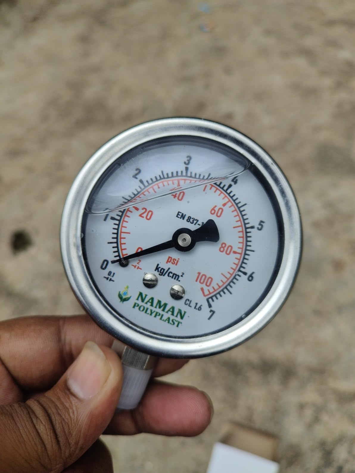 NAMAN Pressure Gauge, 0-100 PSI/0-7 kg/cm², EN 837-1, Pack of 1