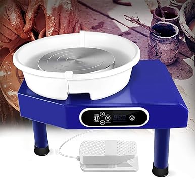 350W Electric Potters Wheel, Ceramic Pottery Wheels Heavy Duty Pottery Forming Machine with Foot Pedal and LCD Touch Screen, for Beginner DIY Clay Tools Blue