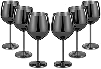 Vista 30 de Lifecapido Copas de Vino de Acero Inoxidable, Copas de Vino con Tallo de Acero Inoxidable de 18 oz, Copas de Vino de Metal con Tallo con Cepillo