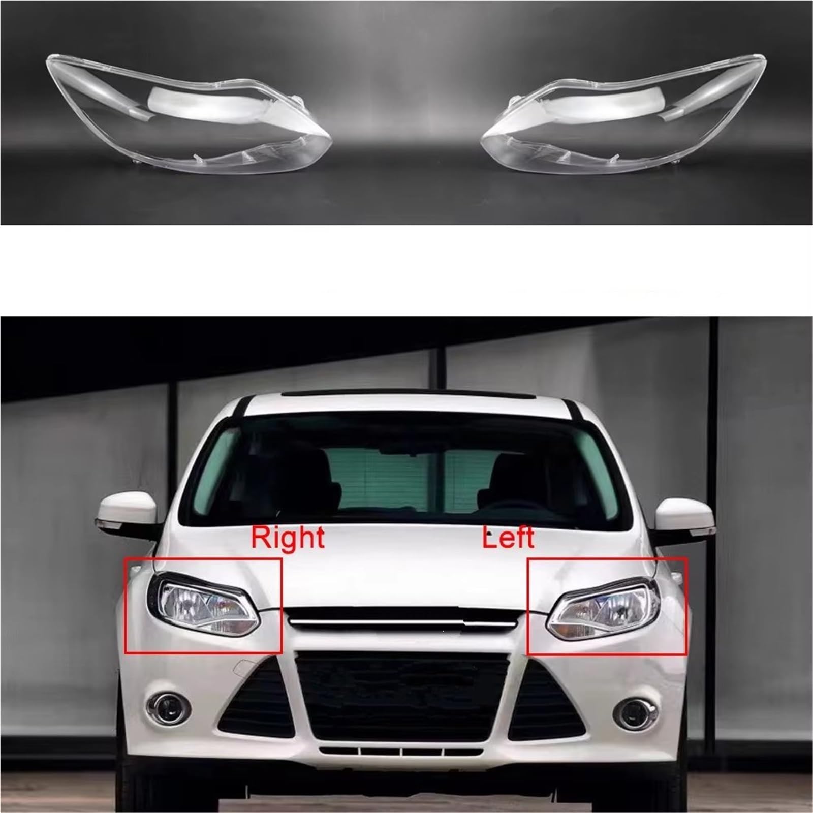 Lenti Fanali Per Ford Per Focus 2012-2014 Coprifaro Anteriore Per Auto In Vetro Trasparente Paralume Mascherina Per Lampada Copertura per Fanali Anteriori(sinistra e destra)