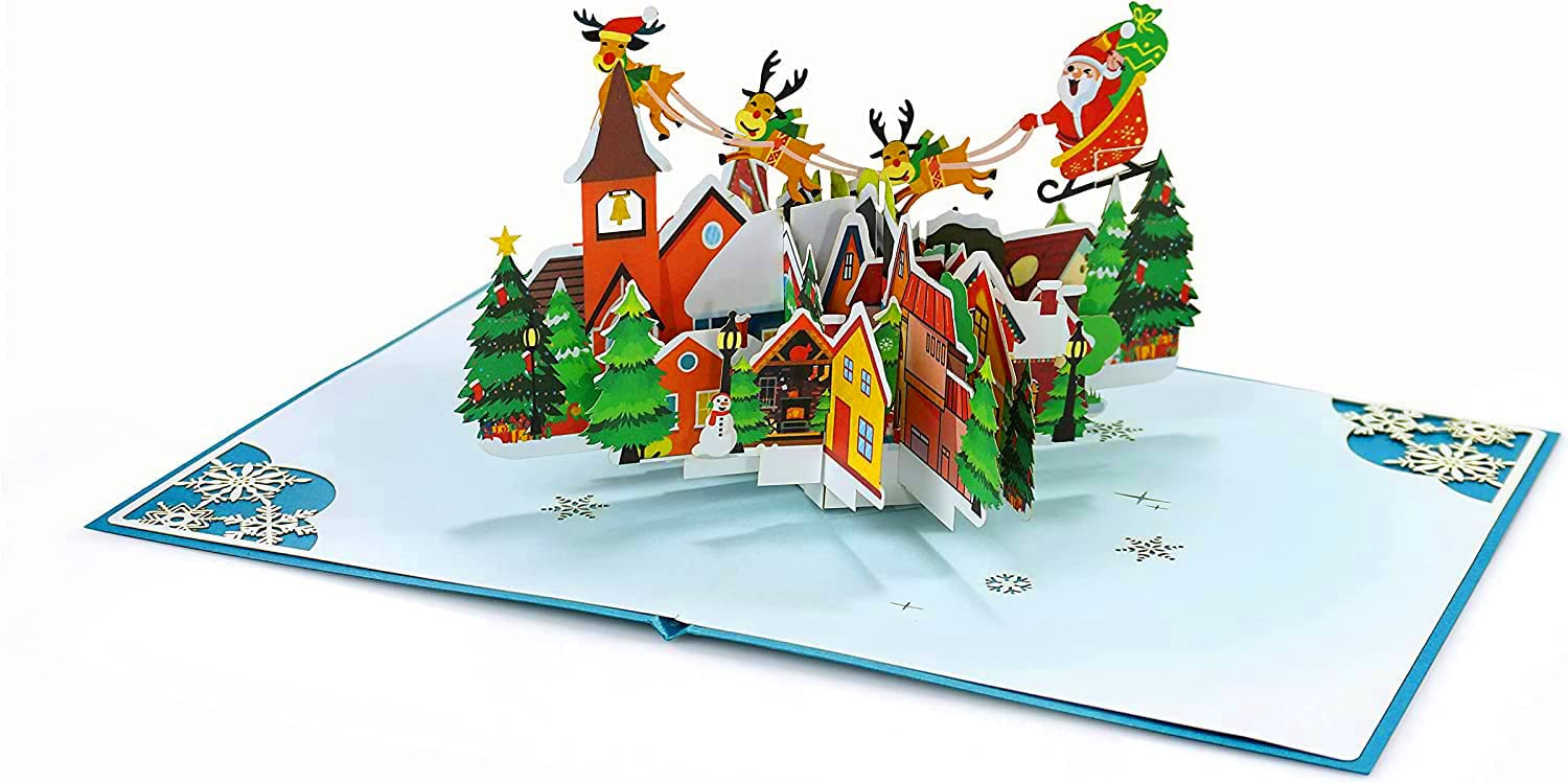 Merry Christmas Pop Up Card, Handmade 3D Pop Up Cards For Christmas, Christmas Cards For Children, Christmas Greeting Cards With Envelopes, Perfect