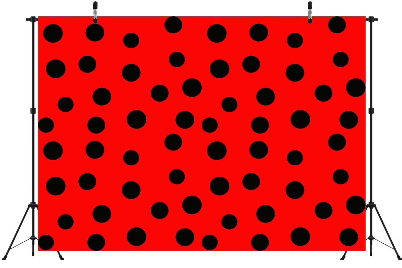 BELECO 6x3m Telo sfondo tema coccinella | Punti neri e rossi sfondo tema coccinella festa bambine banner baby shower accessori fotografici
