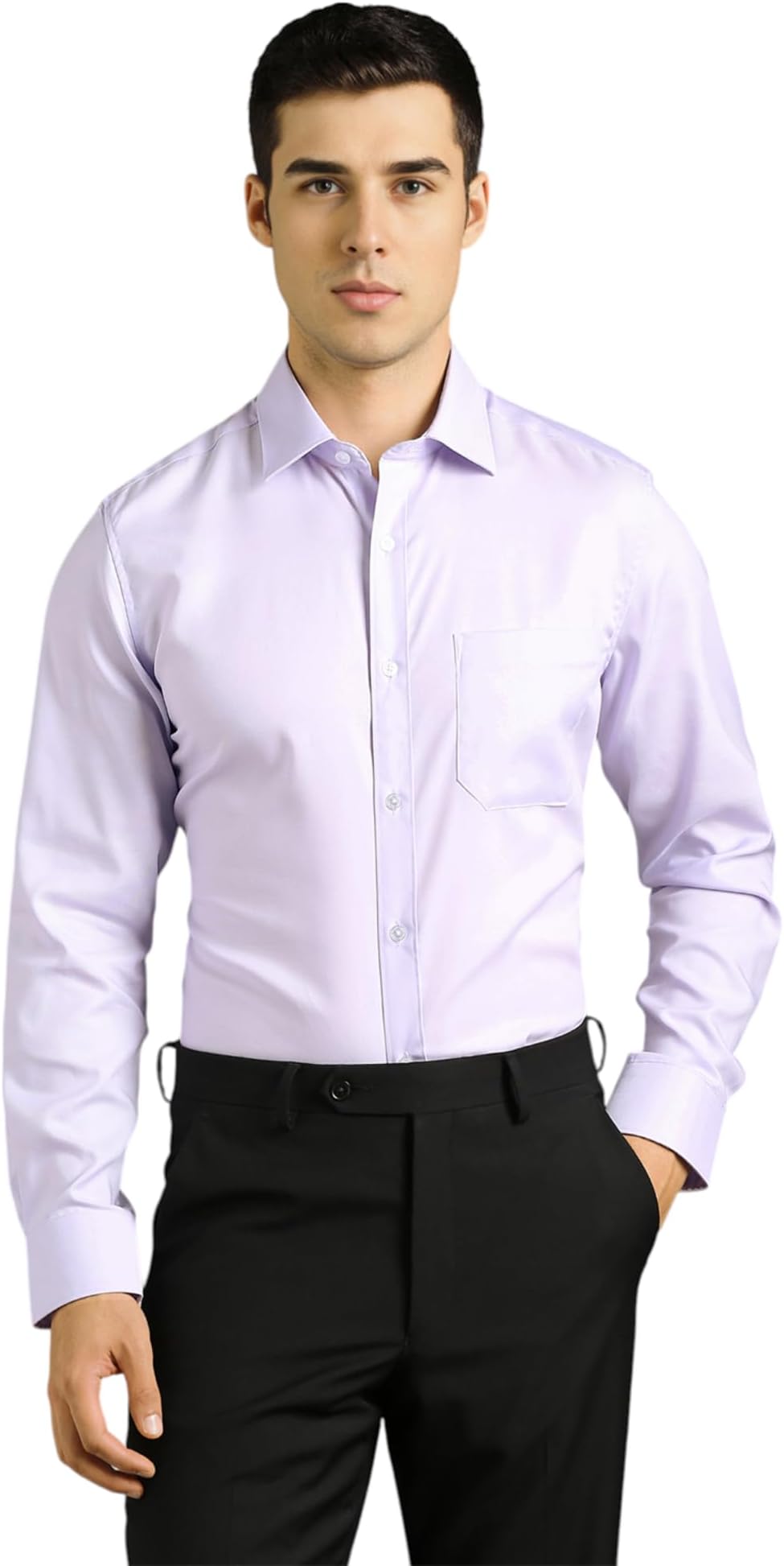 Louis Philippe Men's Cotton Regular Fit Solid All Day Comfort Effortless Ironing Shirt