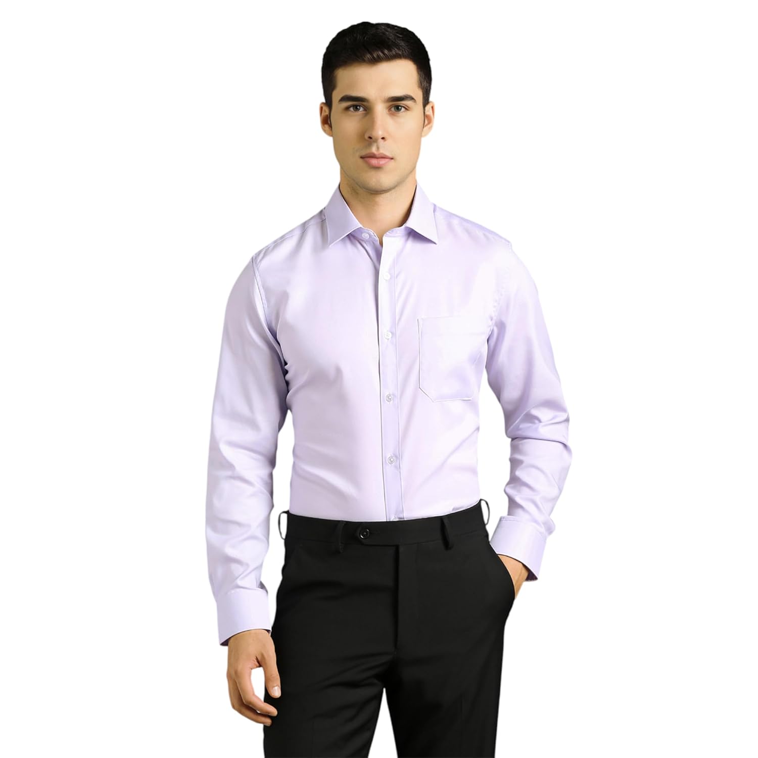 Louis Philippe Men’s Regular Fit Easy to Iron Everyday wear Premium Cotton Full Sleeve Solid Formal Shirt