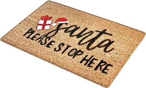 Tapetes de Navidad para exteriores, tapete de Navidad para puerta delantera, porche, alfombra de entrada interior, lavable, 24 x 16 pulgadas, tapete