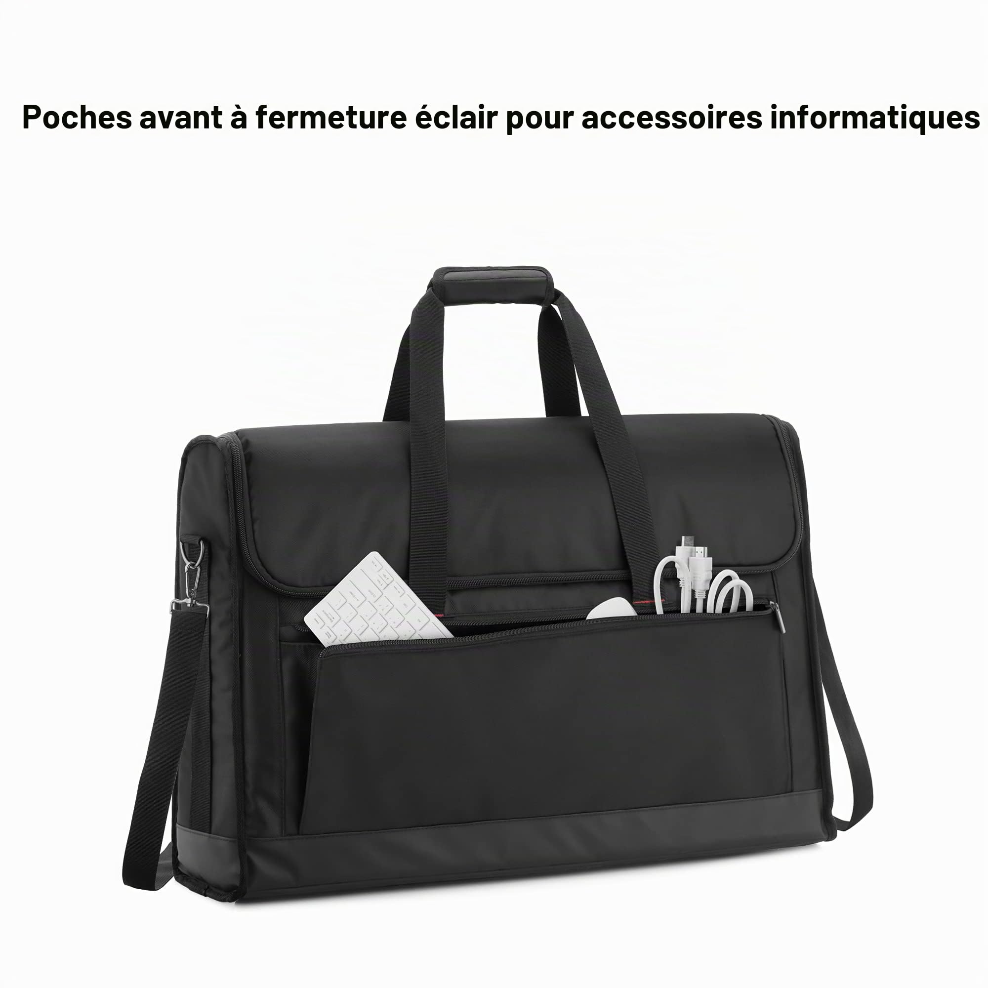 Trunab Sac de Moniteur Porte Moniteur PC, Sac de Voyage Transport de Écran 24'', Compatible avec LCD Screens, TVs, et Tout-en-Un Ordinateur, avec bandoulière, Renforçage Fond, Noir