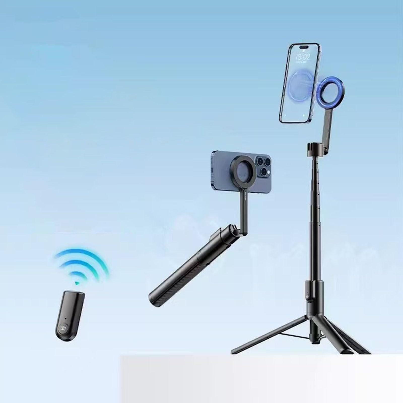 Forte supporto per telefono Treppiedi Selfie Stick 3200 Gauss 360 Rotazione Pieghevole 24,2 cm 30,50 cm Antiscivolo Base in Silicone Treppiedi per telefono