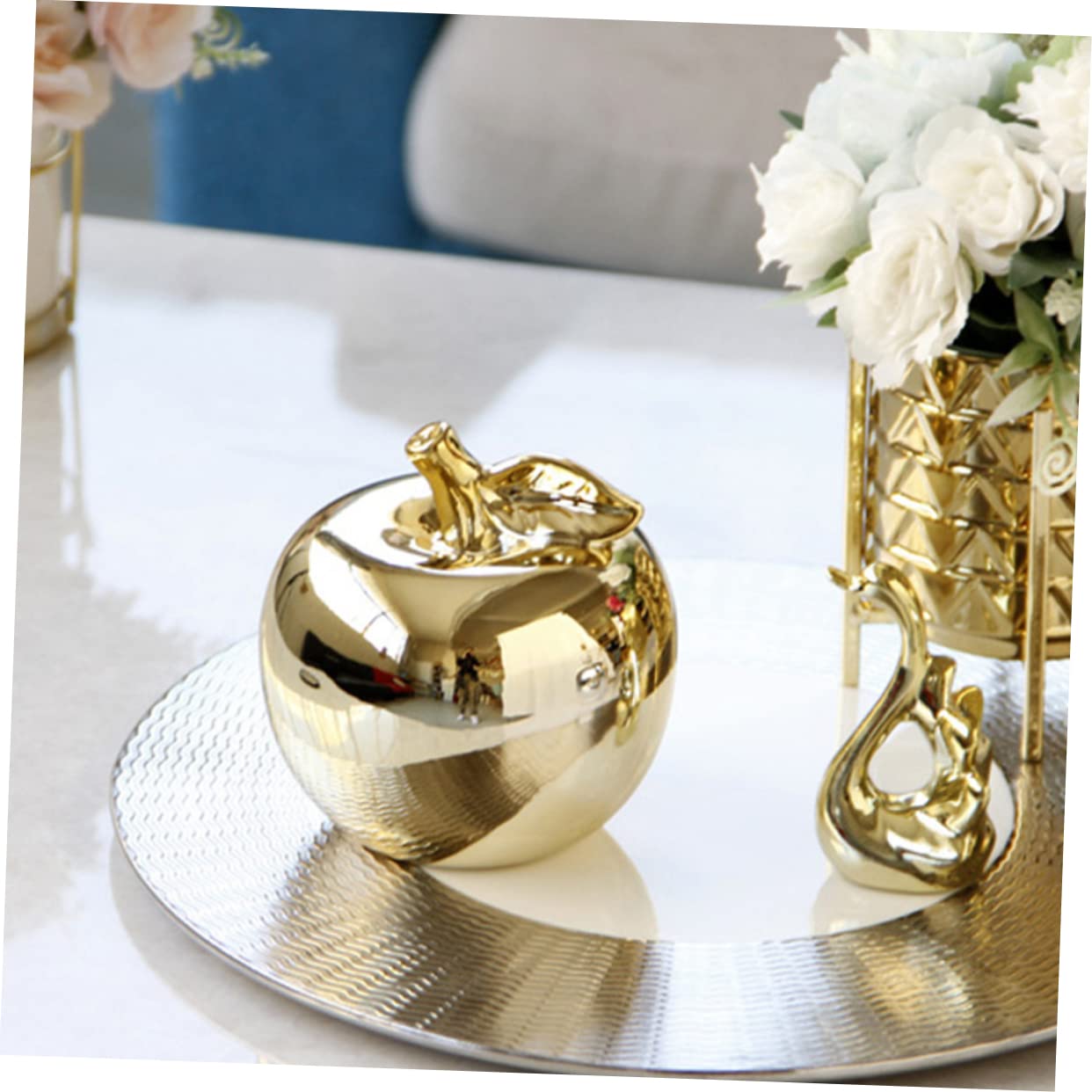 BESPORTBLE Ornamento in Ceramica a Forma di Mela Oro, Decorazione Pratica e Facile da Usare per Arredamento Casa Creativo e Chic, per Soggiorno o Cucina