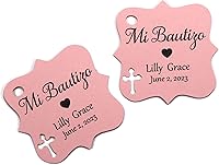 Vista 32 de Mi Bautizo - Etiquetas pequeñas personalizadas con cruz (juego de 20) (blanco)