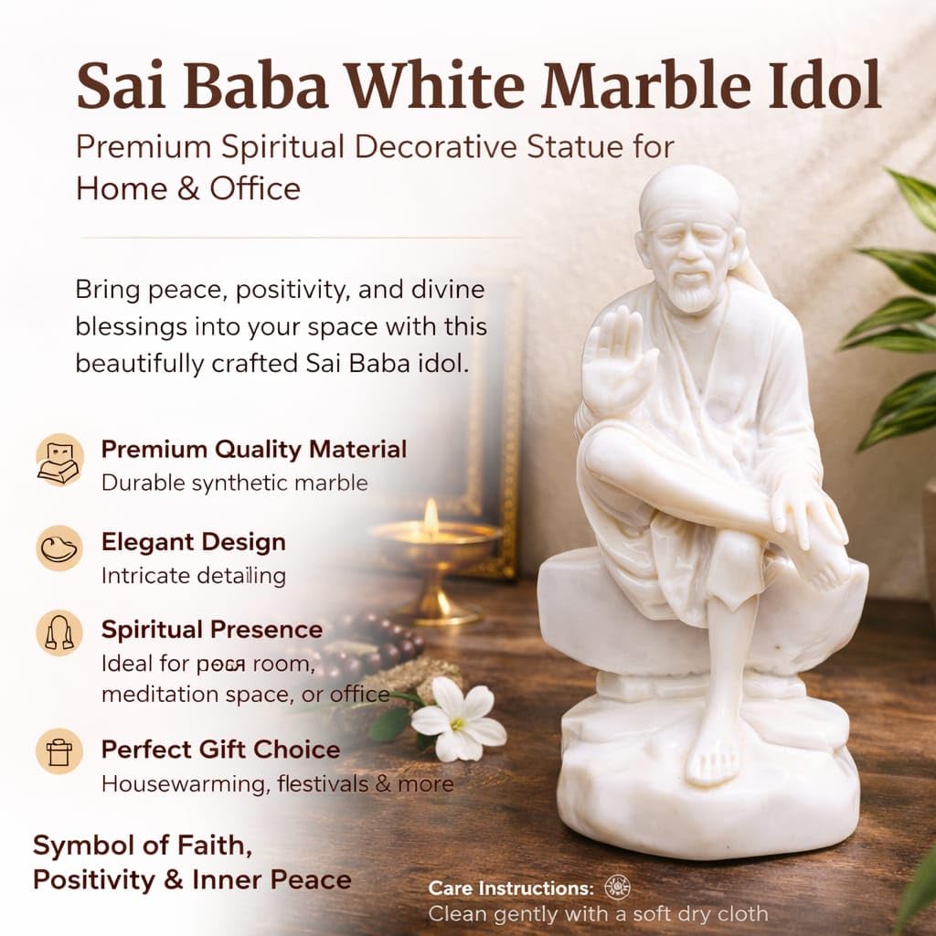 Italian Marble Ashirwad Baba Idol - Home & Pooja Decor -3
