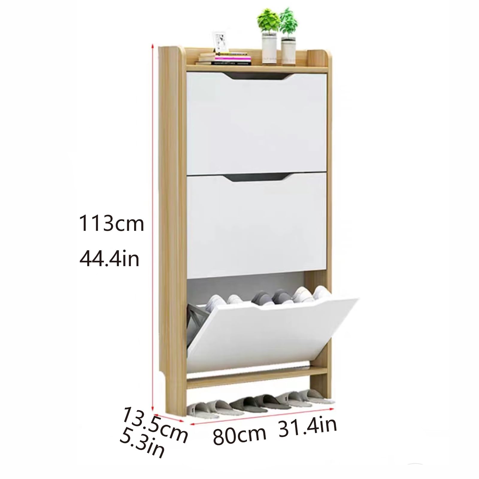 Scarpiera moderna autoportante con 3 cassetti ribaltabili per ingresso, corridoio, camera da letto e soggiorno, design salvaspazio