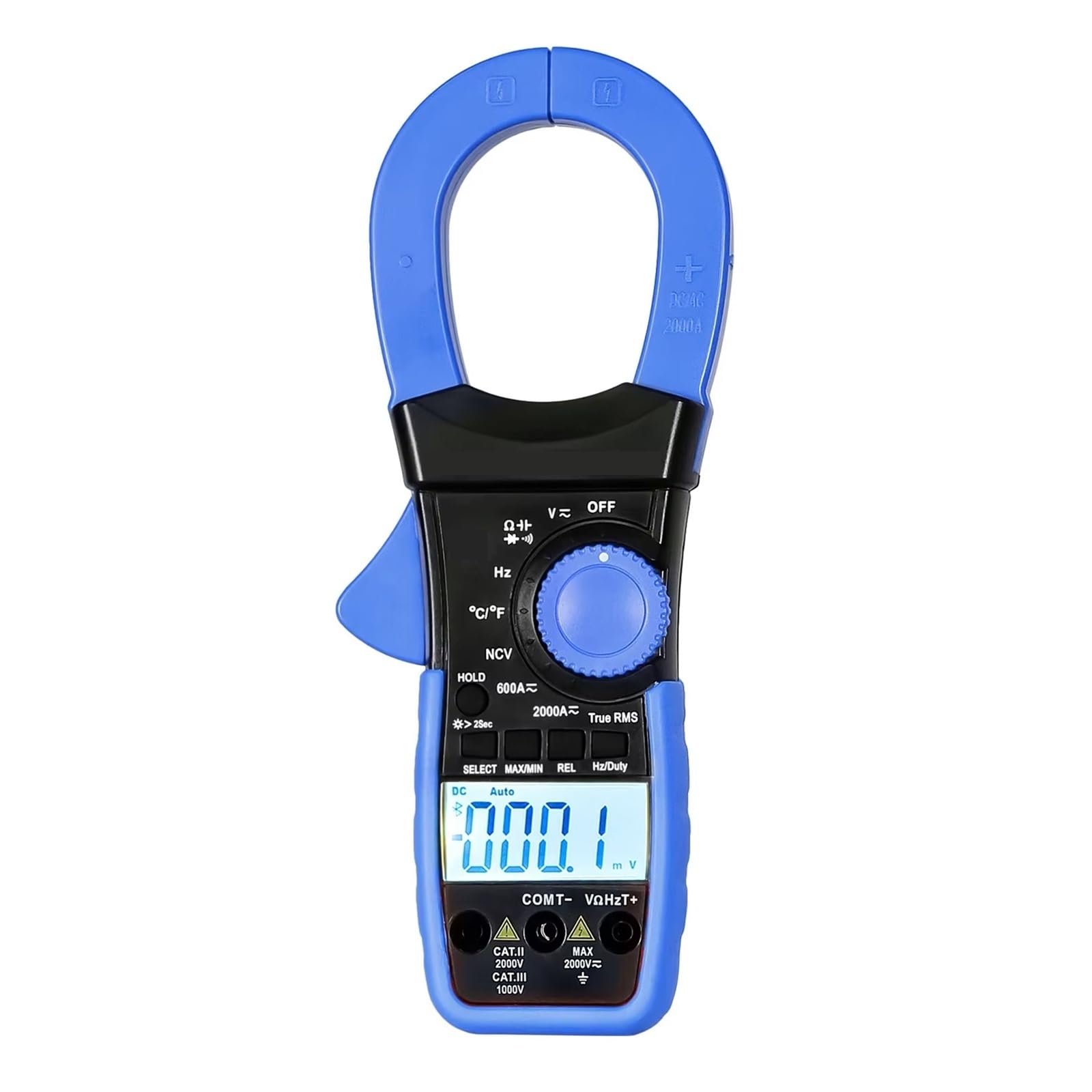 Cęgowy Multimetr Cyfrowy AC/napięcie Prądu Stałego Tester 2000A/2000V Miernik True RMS Podłączanie Telefonu Komórkowego Bluetooth(Blue)
