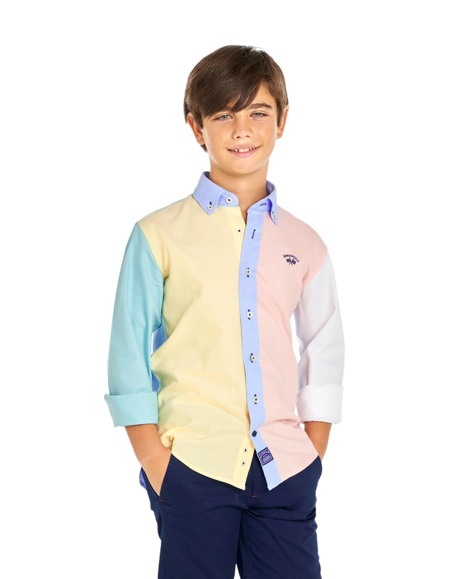 SPAGNOLO Camisa DE NIÑO Oxford Cuello Boton Estampado