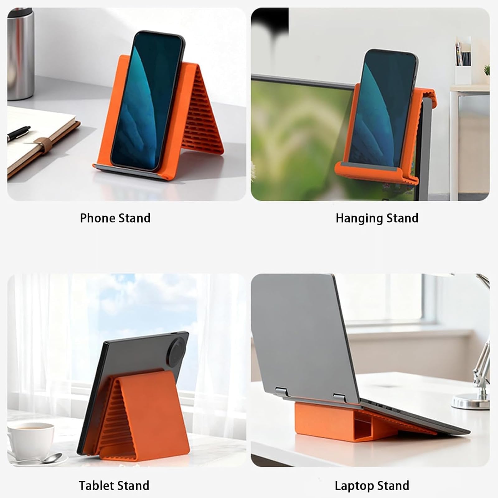 Generico Supporto Telefonico in Silicone Pieghevole Portatile, Supporto Ergonomico Portatile, Piegabile Liberamente in Qualsiasi Forma, in Alluminio in Silicone Flessibile (black+orange)