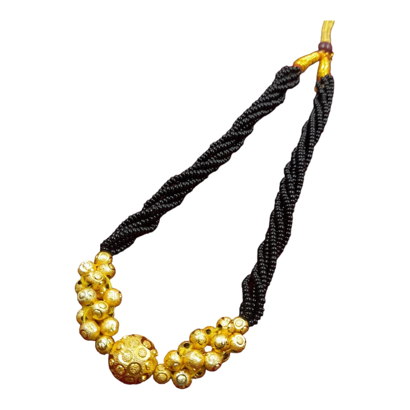 Swaroop Designer Kolhapuri Thushi Short Mangalsutra Black Beaded Gold Plated With Earring metalball tara Mangalsutra (B0D45MZFLX) Amazon Price History, Amazon Price Tracker