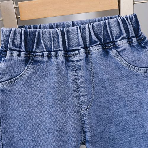 Baby Little Girl Casual Denim Jeans Bow Print Back High Waist Hip Hop Streetwear Purple Girl Clothes4