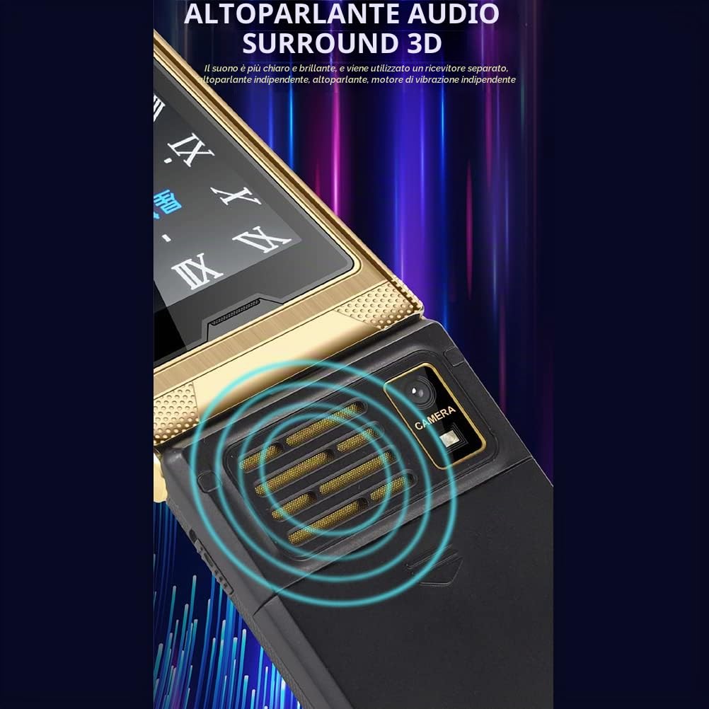 KKPLZZ G10-C Cellulare a Conchiglia per Anziani, Facile da Usare Con Tasti Grandi, Doppio Schermo, Volume Grande e Custodia Protettiva