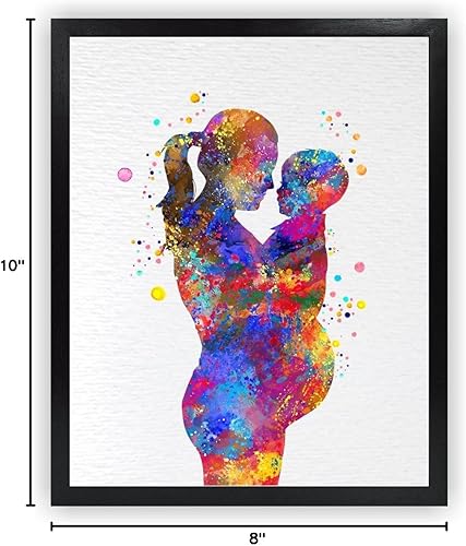 Miniatura 10 de Dignovel Studios Póster de impresión artística de acuarela de 8 x 10 sin marco, mamá embarazada e hijo pequeño, familia, maternidad, acuarela, arte