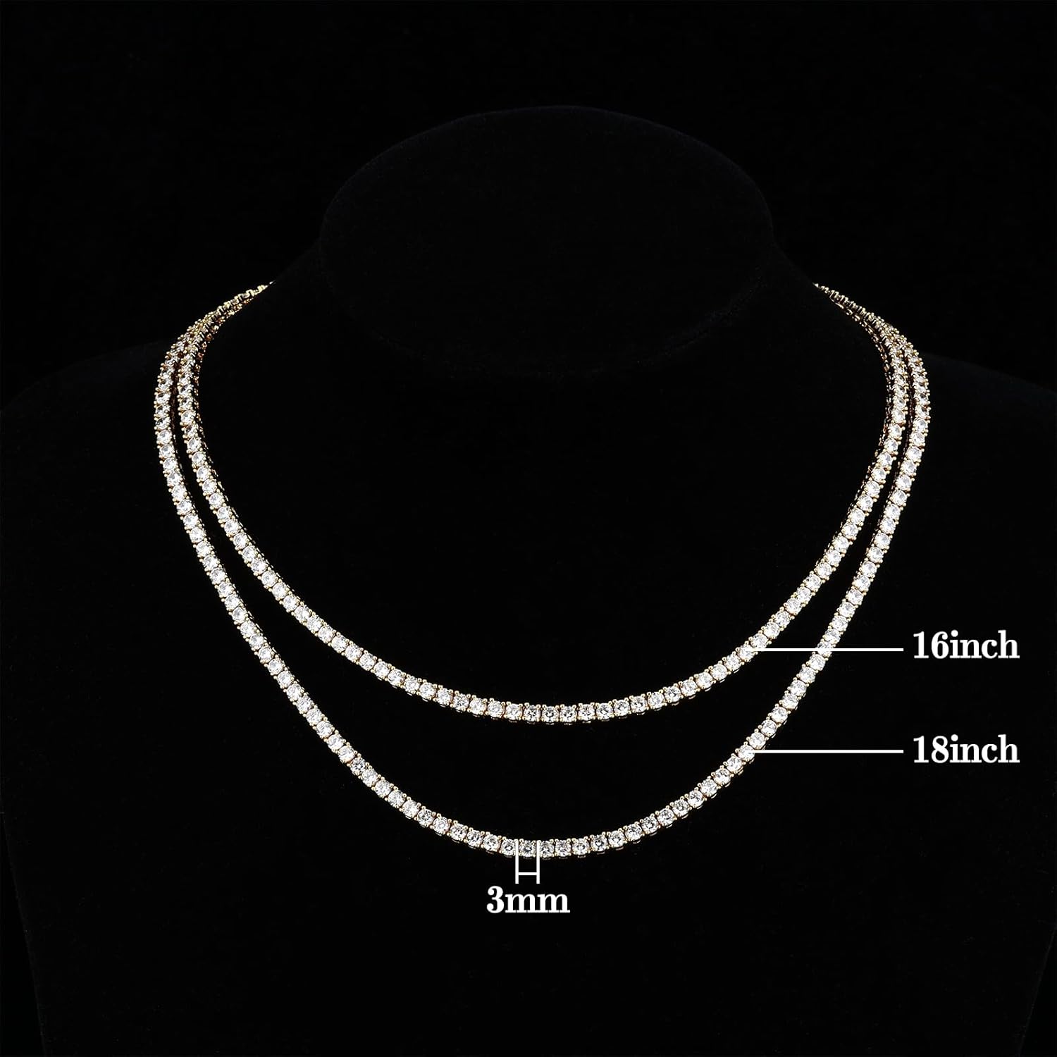 FEEL STYLE Heart Tennis Necklace for Women - 4mm 6mm 18K White Gold Plated Diamond Necklace - Iced Out Choker Necklaces Cubic Zirconia Tennis Necklace 16-18inch - Image 6