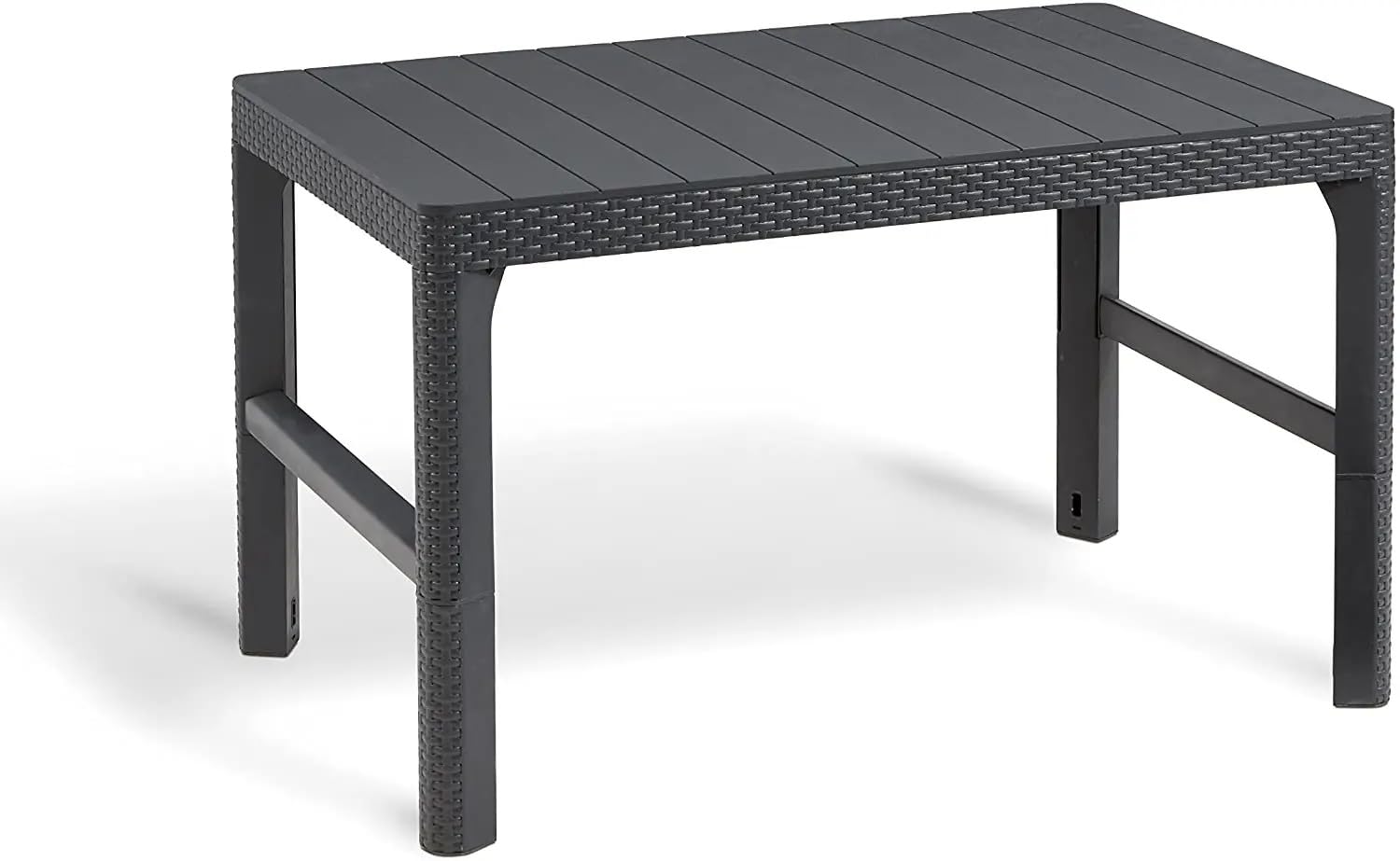 Allibert by Keter Chicago Lounge Set für 4 Personen, 2-er Sofa, 2 Gartensessel mit Rückenkissen und höhenverstellbarem Lyon Tisch, graphit/cool grau, wetterfest | 129 x 65 x 75 cm, Graphit, Kissen inklusive