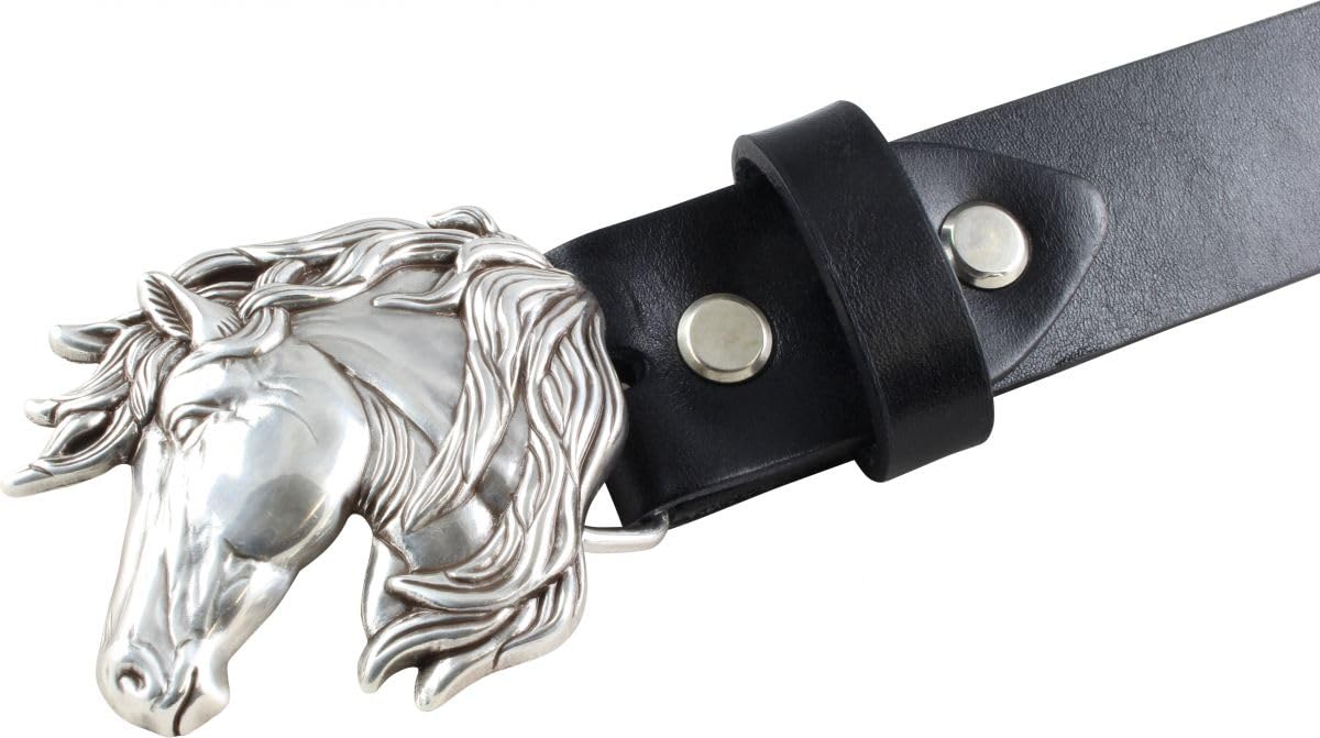 BELTINGER Ceinture pour cavalier avec boucle de ceinture tête de cheval en cuir de vache pleine fleur 3 cm | Ceinture pour cavalier 30mm pour pantalon d'équitation | Ceinture pour cavalière