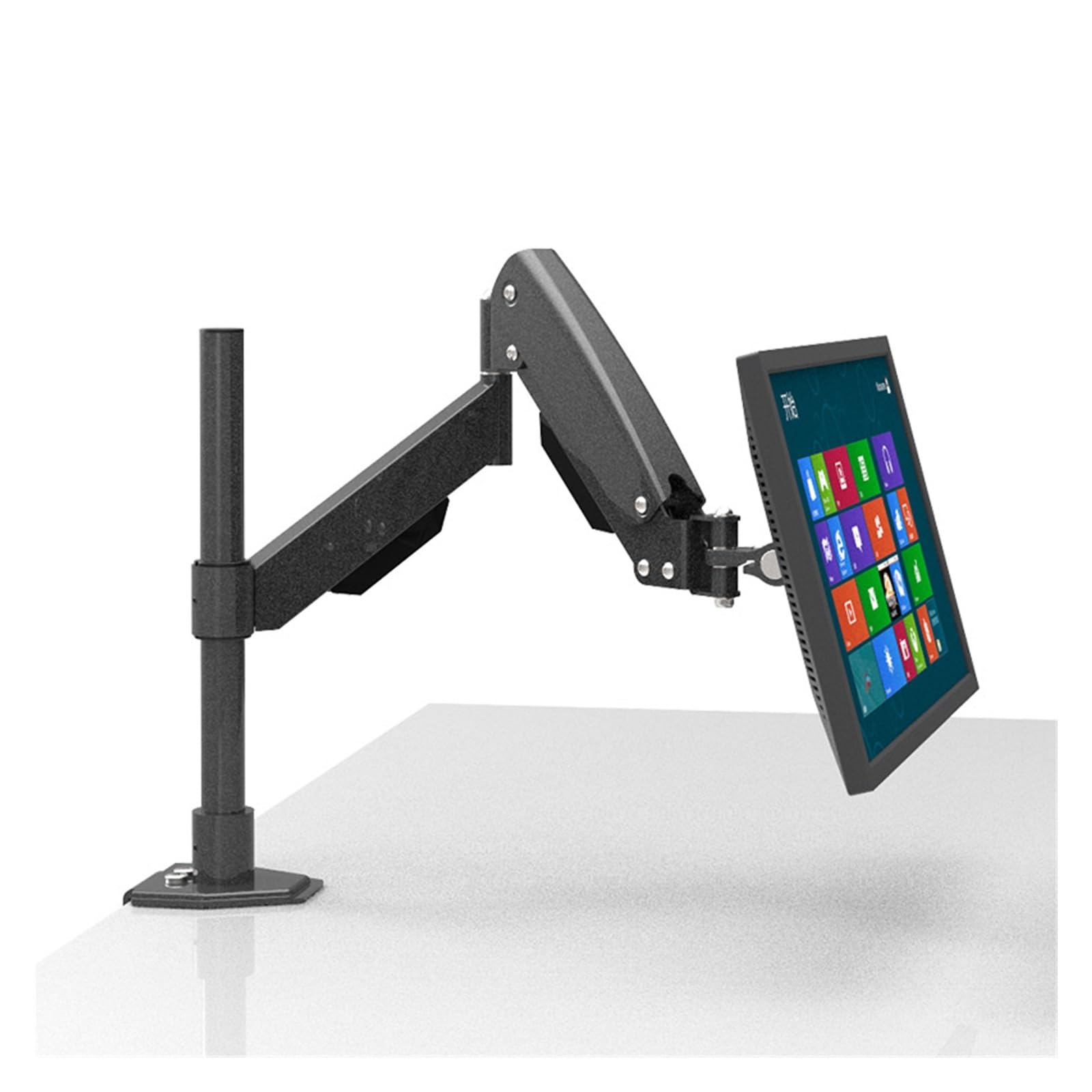 Supporto per Monitor con Molla a Gas Regolabile in Altezza per impieghi gravosi, Braccio Lungo, postazione di Lavoro Seduta e in Piedi, Supporto per Monitor, carico Massimo 10 kg