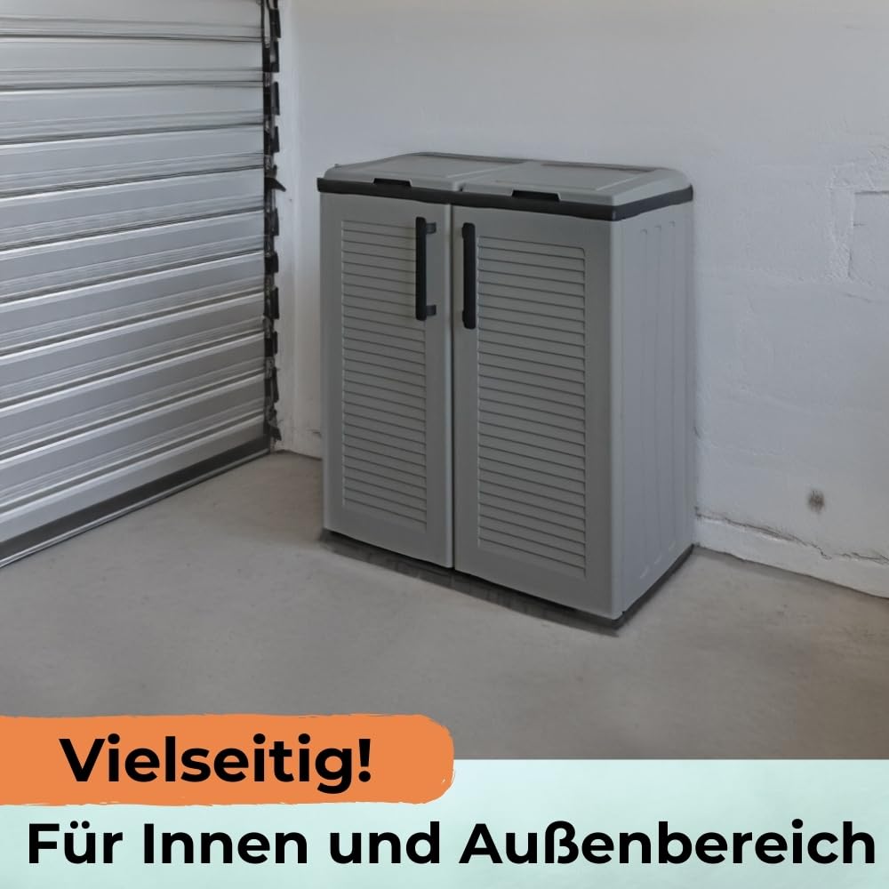 Mülltrennsystem 2Fach Mülltonnenbox 2 Fächer Müllsackständer mit Deckel 2er Garten Schrank Müllbox Trennsystem Müll Abfall & Recycling Sack