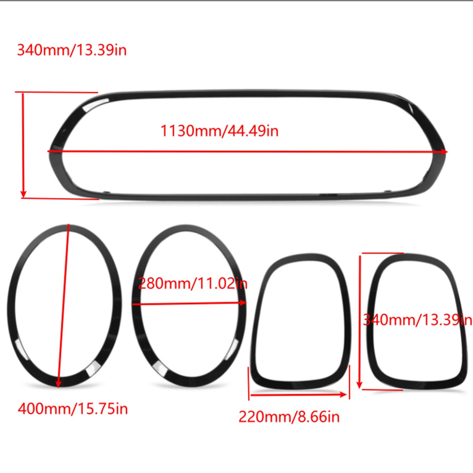 SIXRUN 5 Pezzi Nero Lucido Faro Fanale Posteriore Griglia Cornice Copertura Trim Compatibile con Mini F55 F56 F57 One S JCW 2014+, OEM 51137449207, 63217464171
