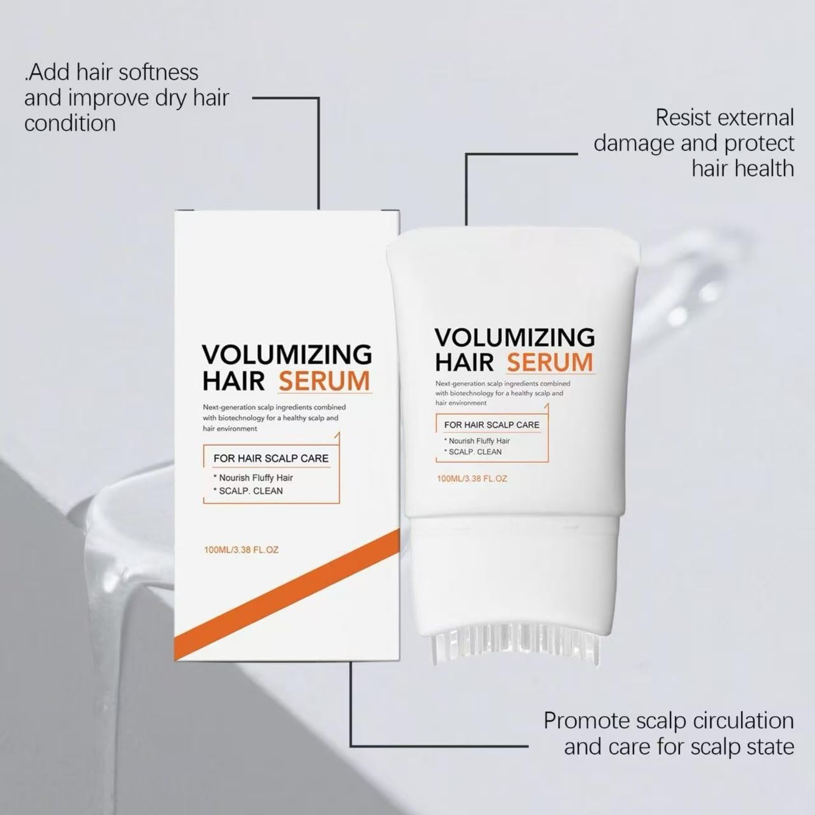 Siero per la Crescita dei Capelli con Testina Massaggiante a Spazzola, Essenza Volumizzante per Capelli, Cura Delicata del Cuoio Capelluto per Capellis Diradati, Rivitalizza e Infoltisce i Capellis