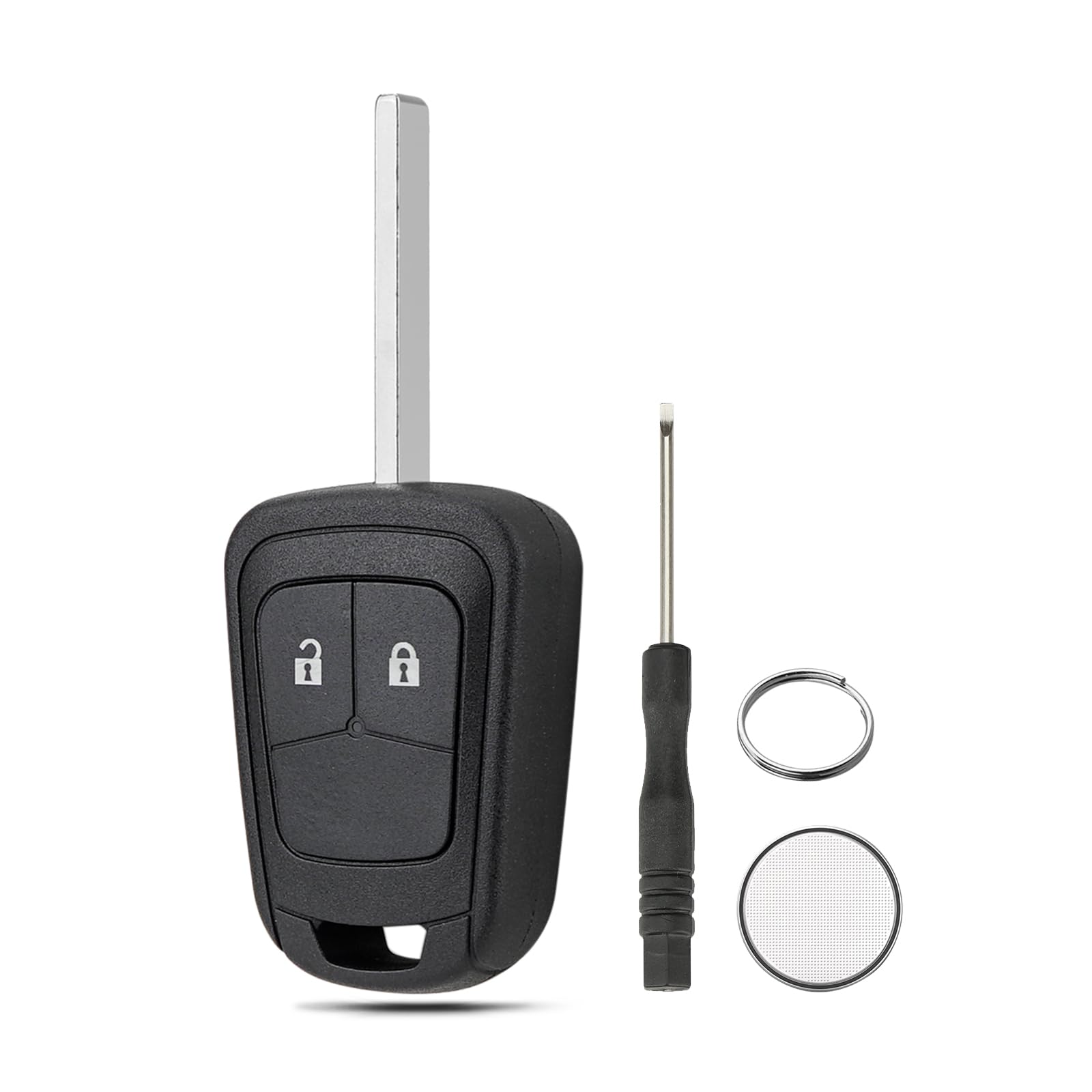 2 Button Car Key Fob Case Replacement for Opel Vauxhall Astra J Insignia MK1 Corsa D E Agila Adam Meriva Remote Key Shell with HU100 Blade with Battery