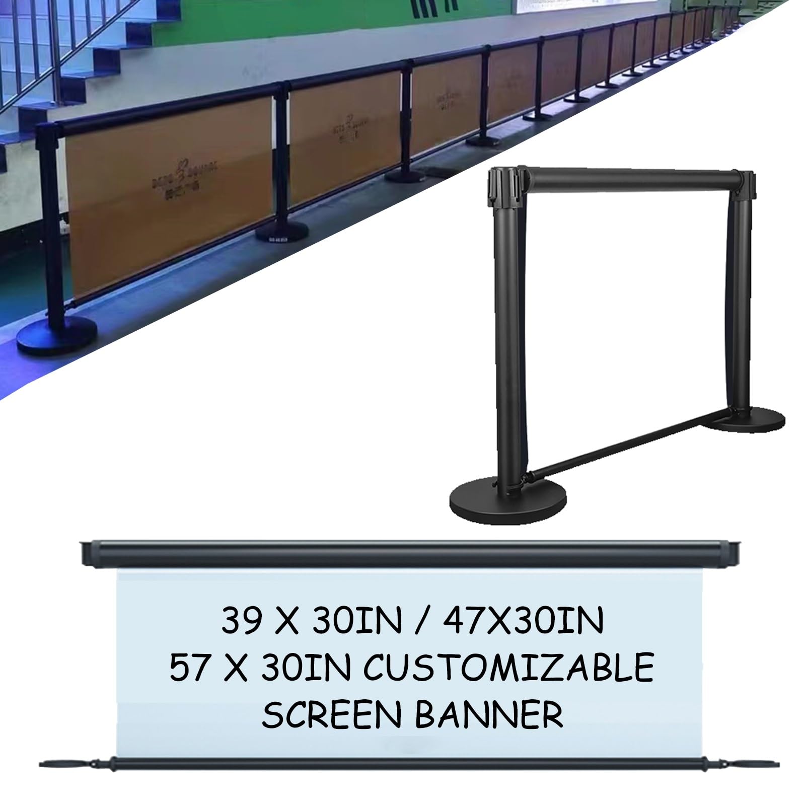 Postes de Seguridad de Alta Resistencia para Control de multitudes, barreras de Carteles Personalizadas para gestión de Colas, Postes de exhibición para Eventos publicita,100cm/3.3ft