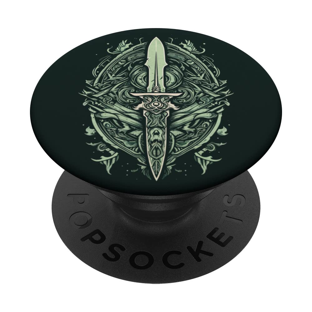 Athame Green Jade For Lovers Of Wicca And Witchcraft PopSockets Swappable PopGrip, Black