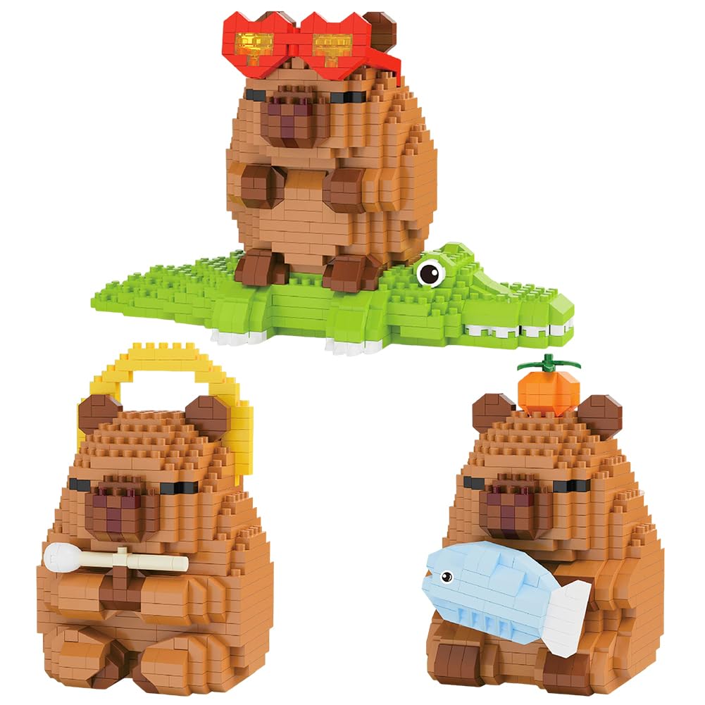Capybara Building Blocks, 3PCS Capybara Micro Buildings Bricks DIY Blocks 3D Puzzle Brick Micro Buildings Block Set Building Figures Ornaments 3D Puzzle Brick Construction Bricks Gift for Birthday