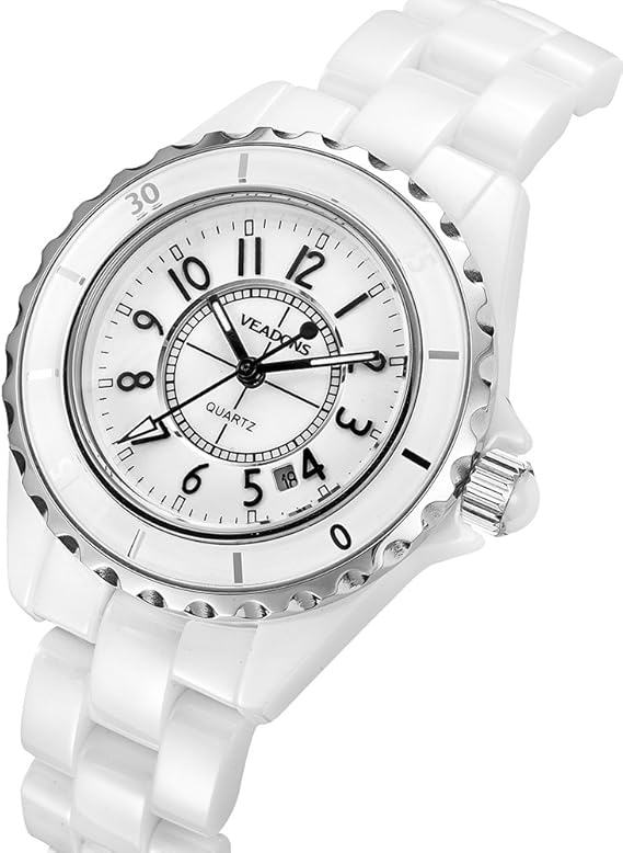 Amazon Veadonsヴィードンズ メンズ腕時計 レディース腕時計 ペアウォッチ 日付表示 セラミックバンド 白い腕時計 黒腕時計 ホワイト メンズ メンズ腕時計 腕時計 通販