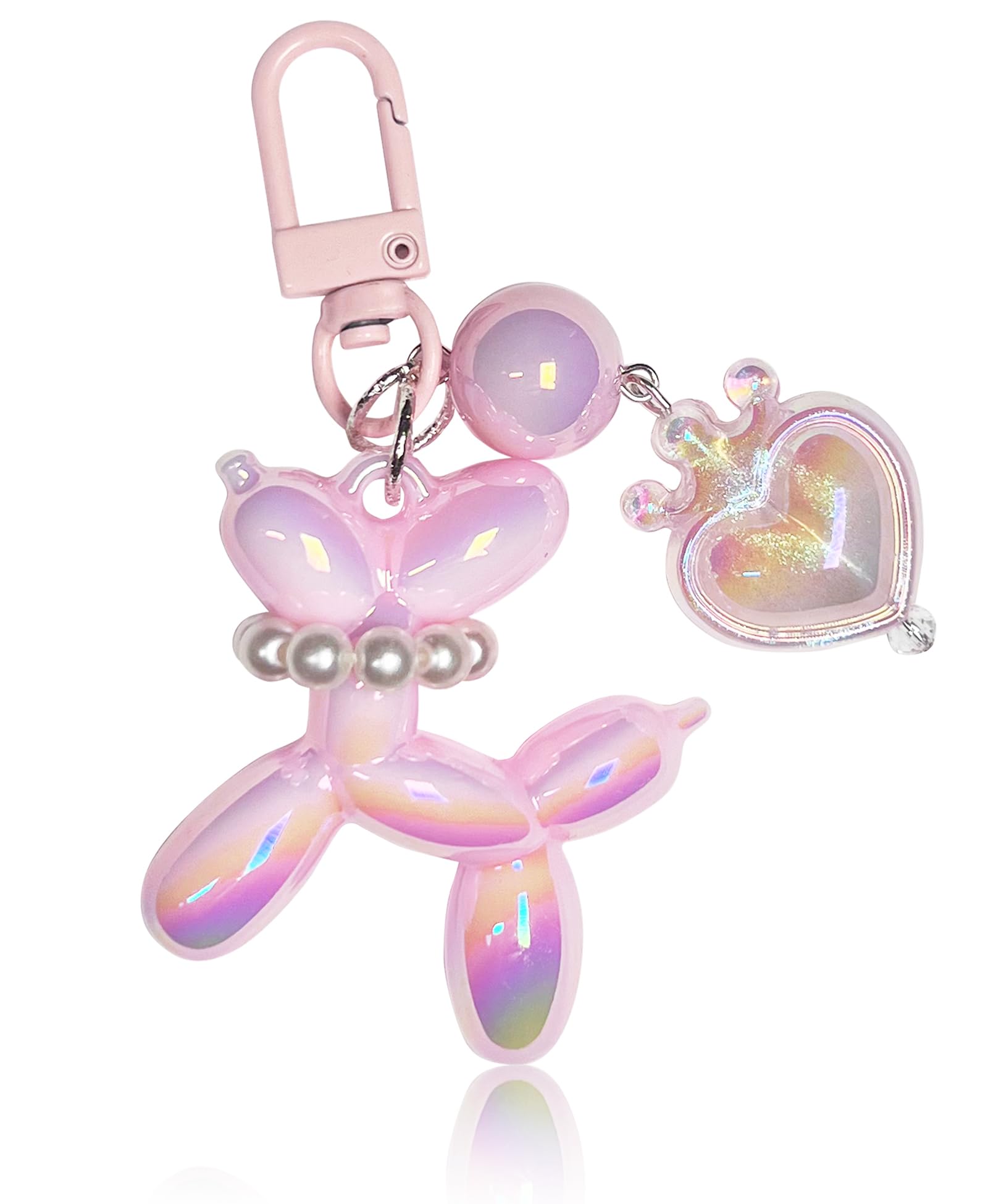 LAEKOU Cute Keychain for Women, Aesthetic Balloon Dog Bag Charms with Heart, Key Chain Accessories for Car Keys Purse Backpack