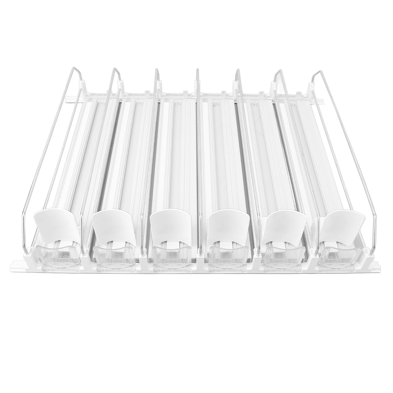 Dispensador de Latas de Refresco, Deslizamiento de Velocidad Estable Ajustable para Nevera con Fácil Carga para Cocina, Despensa, Oficina, Estantes de Gabinete de Alimentos (WHITE)