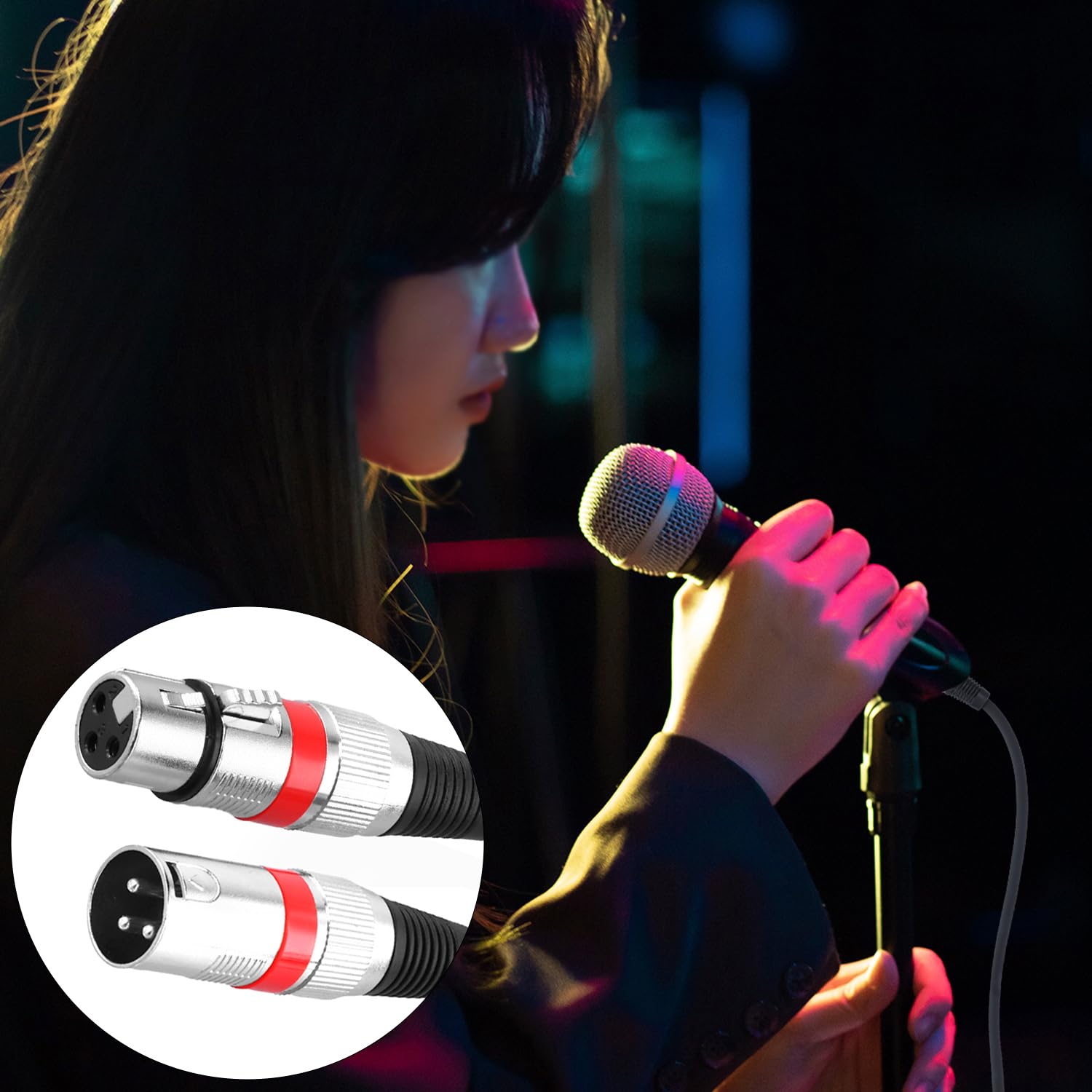 QWORK® 5 Pièces Câbles XLR 5M, Câble Microphone XLR 3 Broches Mâle vers Femelle, Câble XLR sans Interférence, pour Microphone, Haut-parleurs, Mixeur Audio