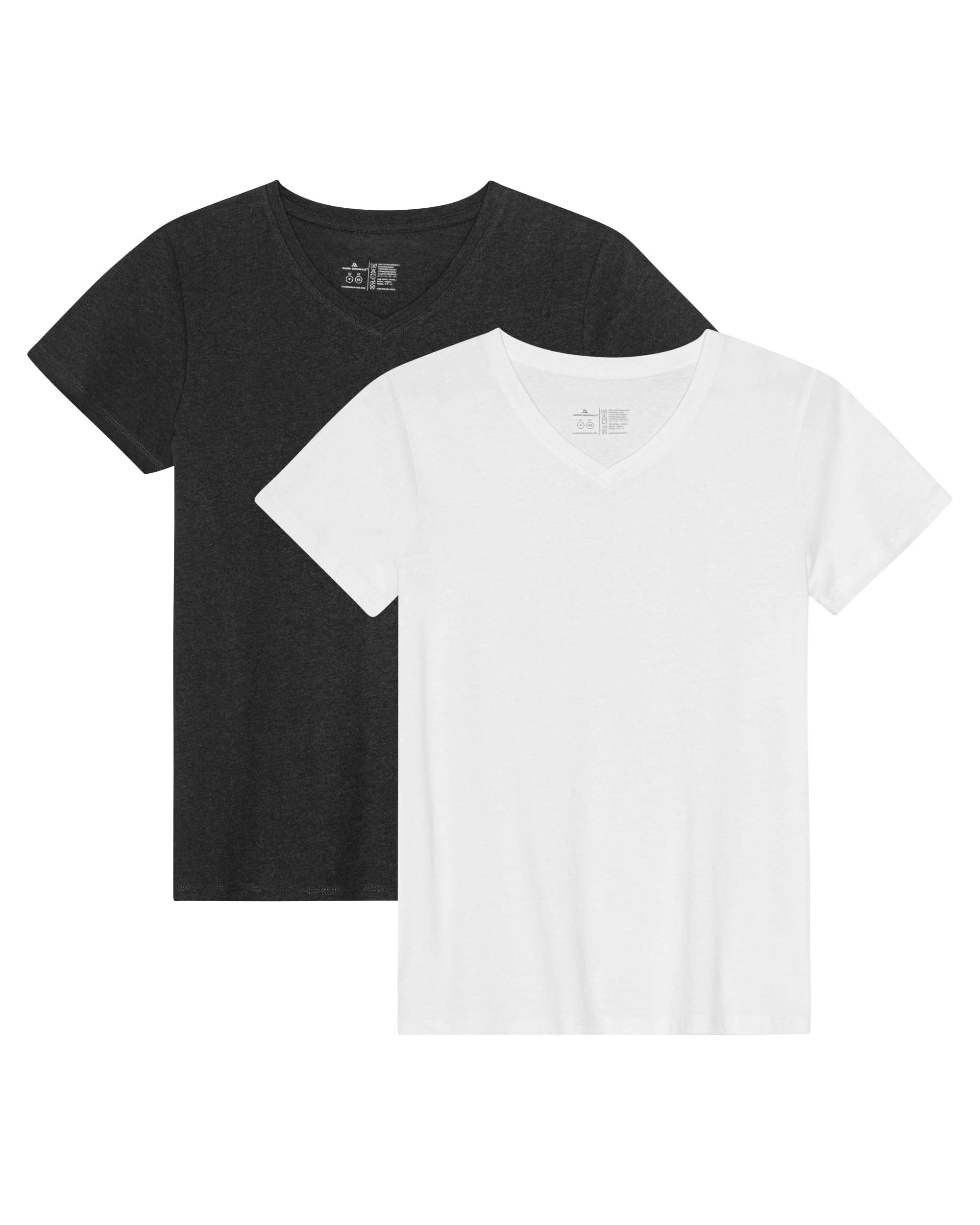 DANISH ENDURANCE Kurzarm Tshirt Damen aus Modal & Bio-Baumwolle, Rundhals- oder V-Ausschnitt, Atmungsaktiv & Stretch, 1er oder 2er Pack