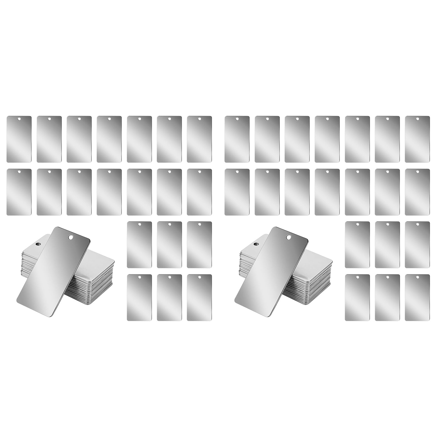 Jnchdghwa Silver Stainless Steel Metal Engraving Blanks, Rectangle Blank Tags For Stamping And Diy Crafts, 1X2 Inch, 40 Pack