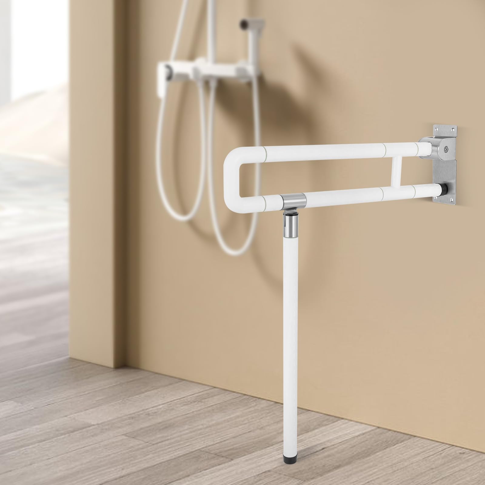 Asidero para aseo de elevación, 70 x 60 cm, mango de soporte de pared para discapacitados, plegable, antideslizante, mango de seguridad para personas mayores, hasta 100 kg