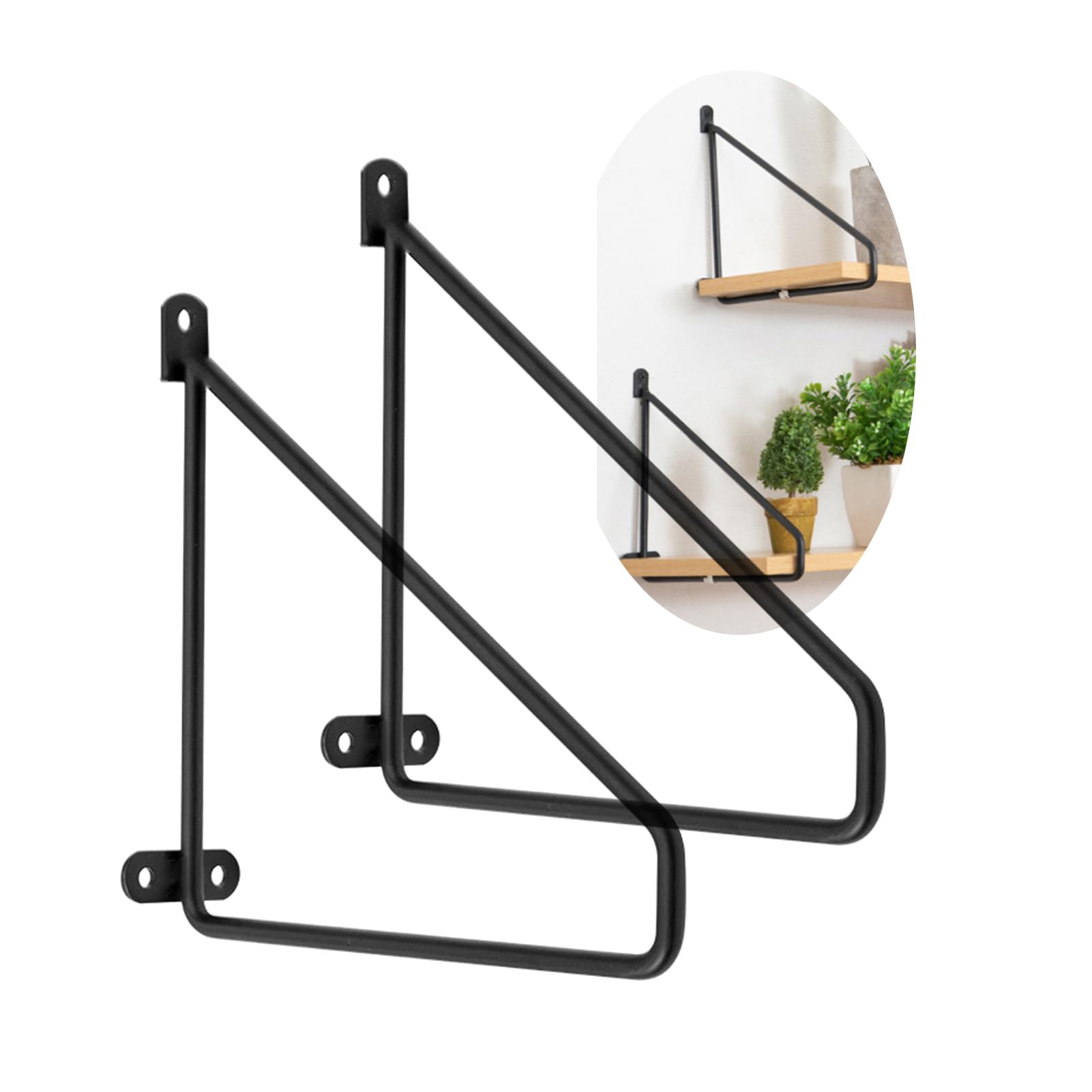 Dswzlqdxb Black 2 Pieces Shelf Bracket Triangle Bracket Wall Partition Solid Steel Scaffold Boards Tripod Shelf Fixed Support Wall Hanging Floating Angle Brackets For Bench Table Shelf (20Cm,)