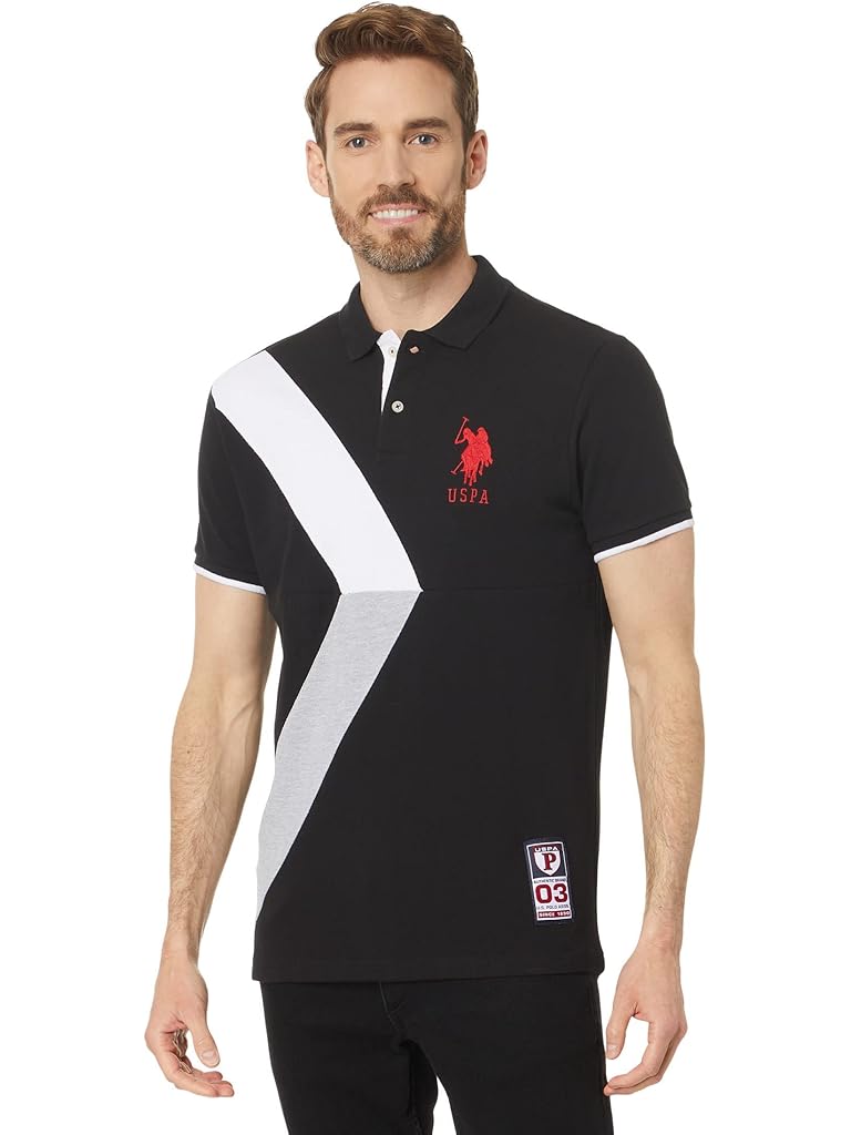 U.S. POLO ASSN. Slim Fit Sash Color-Block Short Sleeve Knit Polo Shirt