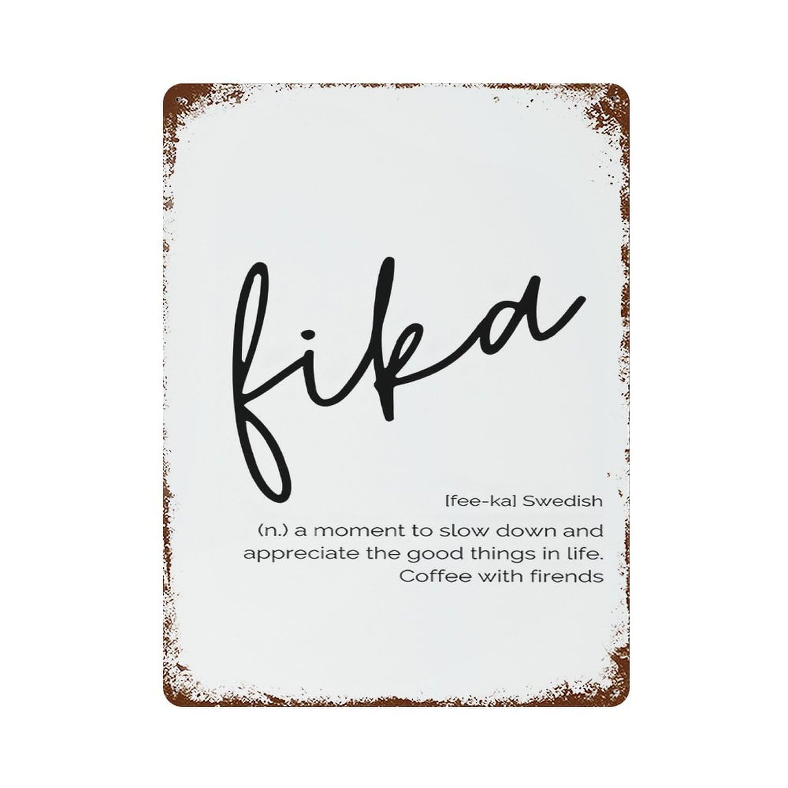 xiaoxiaoshen Fika Swedish Wall Decor Art Metal Tin Poster Modern Home Decor Art Home Bar Shop Decorations Vintage Sign 40x30cm