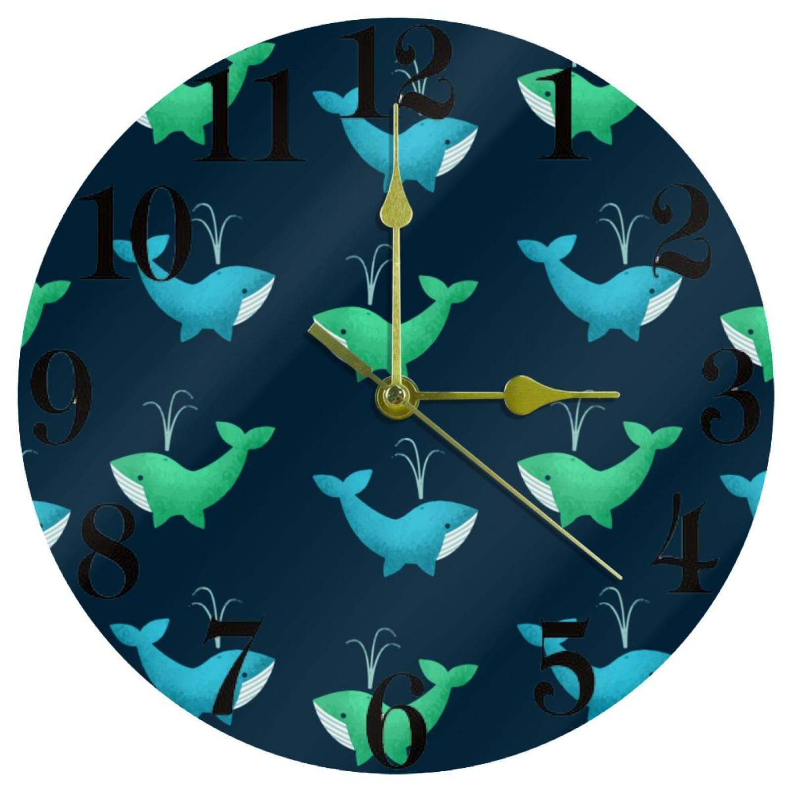 Horloge murale ronde en quartz durable et silencieuse coloris bleu océan de 25,4 cm